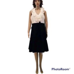NWT White House Black Market Cocktail Dress W/Sheer Champagne Ruffles Size 8